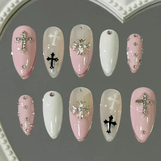 Broken Diamond Crow Heart Refreshing Spicy Girl Style Handmade Phototherapy Customized Wearing Nail Enhancements Detachable Nails