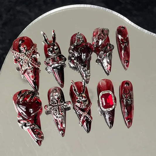 Original | Wearing Armor "Blood Snake Skin Rivet" Y2K Millennium Style Spicy Girl 3D Dark Girl