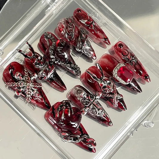 Original | Wearing Armor "Blood Snake Skin Rivet" Y2K Millennium Style Spicy Girl 3D Dark Girl