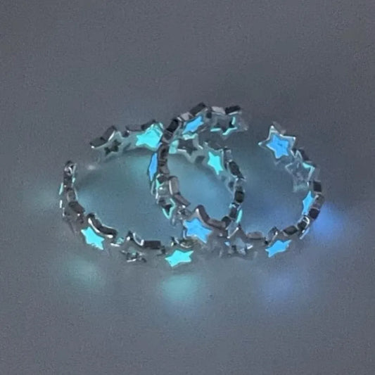 Pentagram fluorescent ring, blue green two-color glow, lovers