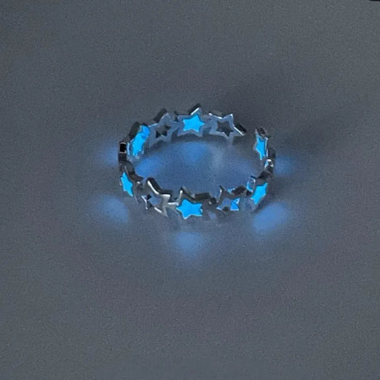 Pentagram fluorescent ring, blue green two-color glow, lovers