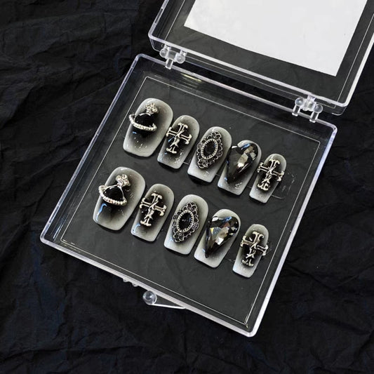 Black powder blusher hot girl Croxin nail enhancement wear nail customized phototherapy hand nail patch