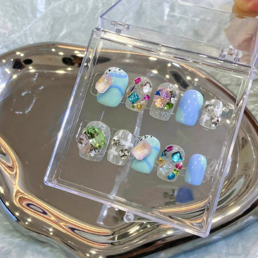 Advanced Moonlight Star River Diamond Nail Enhancement Wearing Customized False Nail Phototherapy Handmade Products