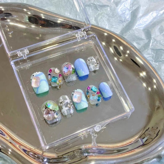 Advanced Moonlight Star River Diamond Nail Enhancement Wearing Customized False Nail Phototherapy Handmade Products