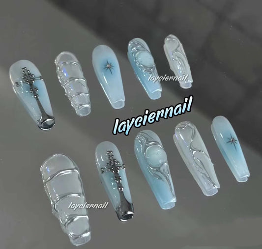 Blue Gradient Nails
