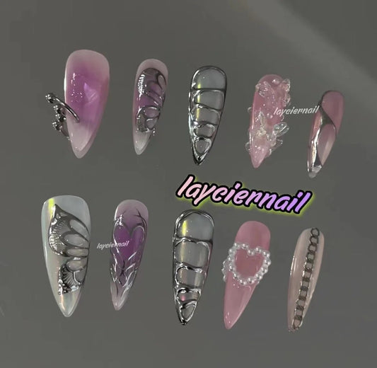 Pink Butterfly Nail Art