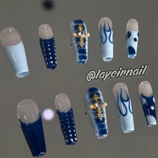 Blue Flame Nails