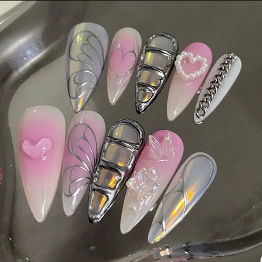 Pink high-end hot girl nails