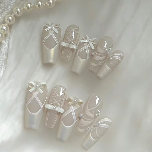 Ballet Girl Wears Nail, Pure Desire Style, Wearing Nail, Pure White, Super Beautiful Butterfly, Detachable Nail Clips
