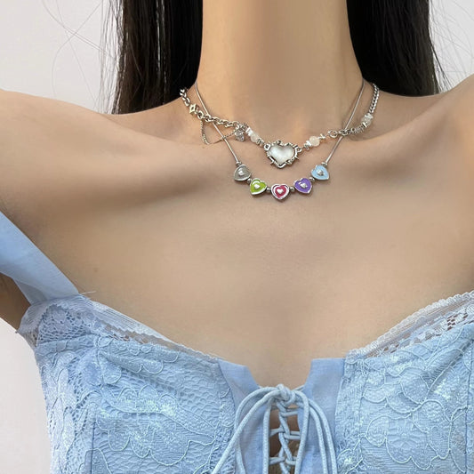 Y2K Sweet Cool Style Spicy Girl Necklace for Women's Summer High end Design Sense, Small Size Color Accessories, Collar Chain T-shirt, Sweater