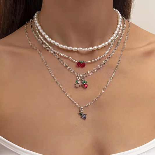 Colorful beaded stackable necklace