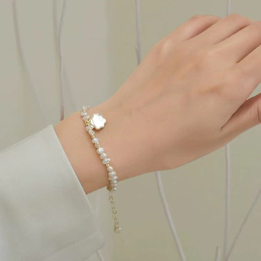 Light luxury exquisite natural freshwater baroque shaped pearl bracelet for girls