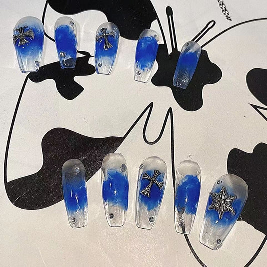 [Purely handmade custom] handmade custom fake nails finished Crocodile wear nail can be used repeatedly