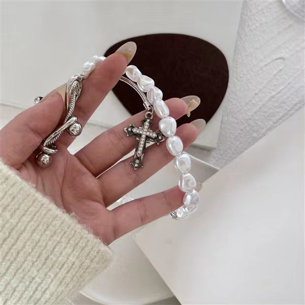 Sassy and sweet, personalized, versatile, stitched pearl necklace, high-level design sense, minority fringe