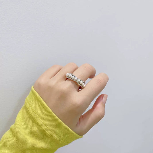 Cold wind chic sense niche delicate pearl ring