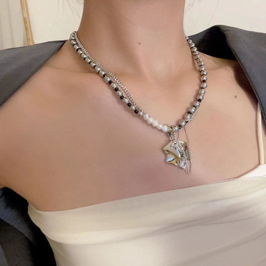 Pearl love metal necklace