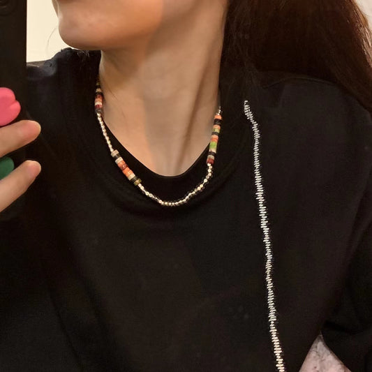 Colorful beaded necklace new female explosive collarbone chain