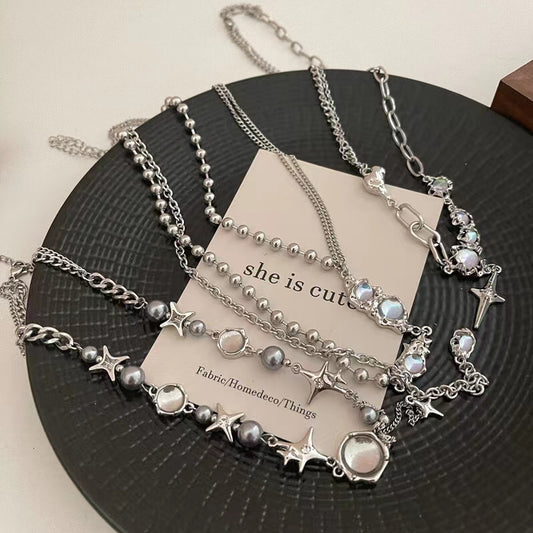 Thorny niche design sense super fairy glazed cat's eye necklace