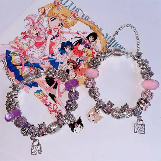 Beaded crystal bracelet Lucite blue star bracelet transfer beads hand jewelry