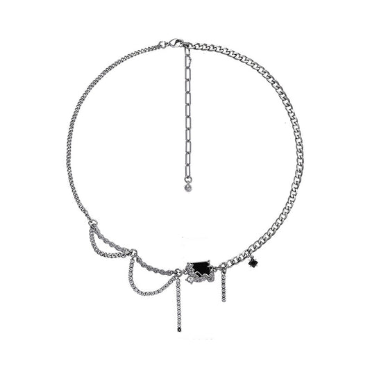 New Chinese black astral series necklace female niche design personality wind tide literary retro cold wind collarbone chain