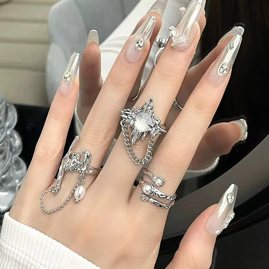 Niche design sense moonstone ring open ring