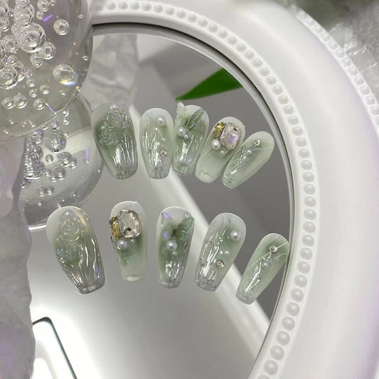 Customized nails with a high sense of taste, hand-painted design nails