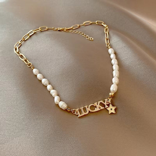 LUCK pearl chain vintage necklace