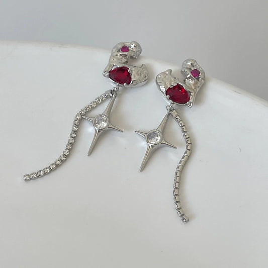 Ruby love Tassel Earrings