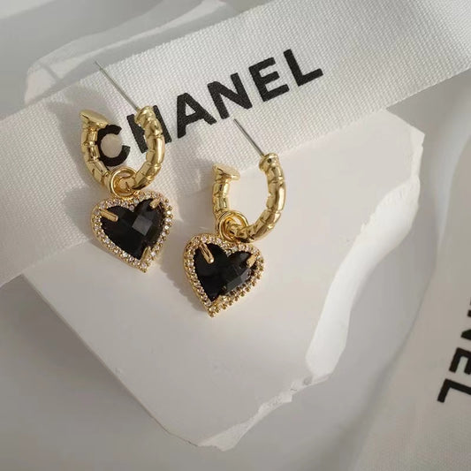 Black Gold Love Earrings