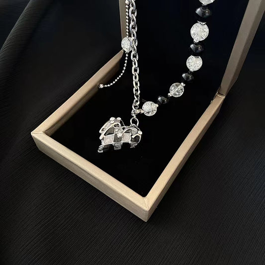 Silver titanium steel love necklace