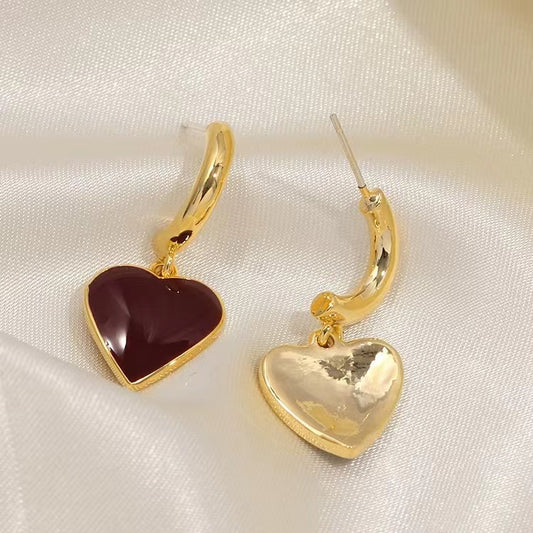 Bright color jewelry wine red earrings