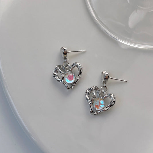 925 silver pin heart-shaped personalized creative senior sense earrings
