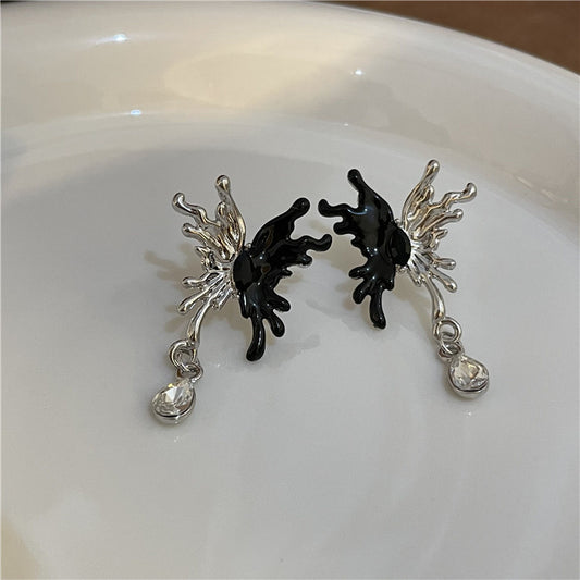 Japan and South Korea sweet cool style shaped butterfly tassel earrings personality luxury earrings ins niche design earrings wholesale
