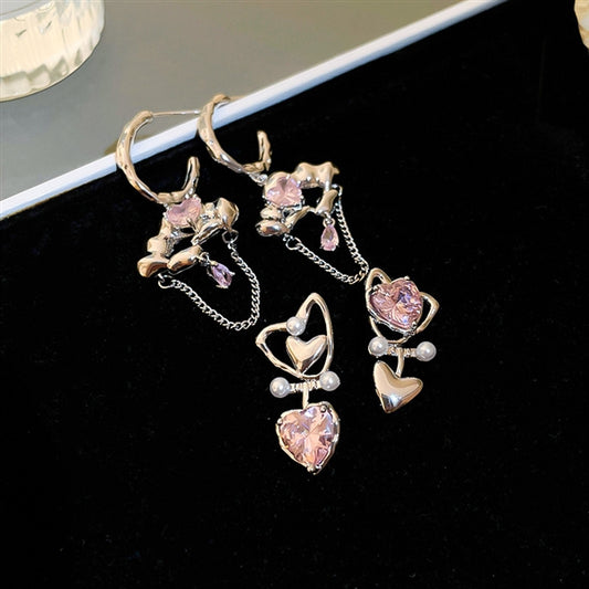 Silver Needle Irregular Pleated Zircon Cloud Earrings Cool in ins Small Popular New Earrings Fringe Earrings