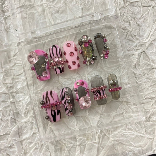 Pure manual phototherapy wearing nail Spicy Girl y2k European and American flame wearing nail Sweet Spicy Girl wearing nail