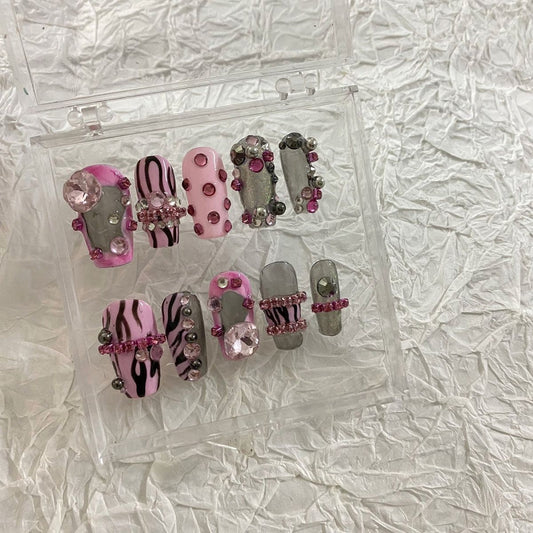 Pure manual phototherapy wearing nail Spicy Girl y2k European and American flame wearing nail Sweet Spicy Girl wearing nail
