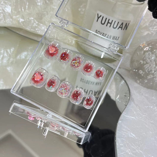 Handworn nail, short round nail, powder blusher, halo dye, aurora bear, pregnant women, students, detachable, convenient for whitening