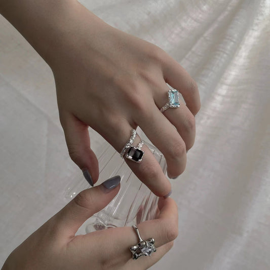 Blue zirconia high class cool style ring