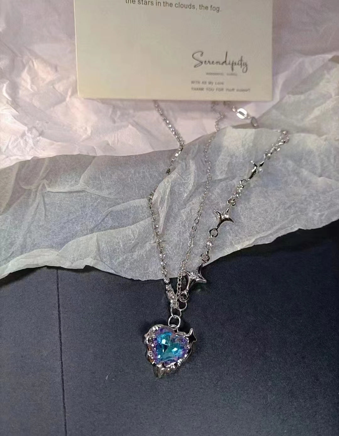 Galaxy super fairy purple love zircon necklace female light luxury small sweet cool girl high sense clavicle chain