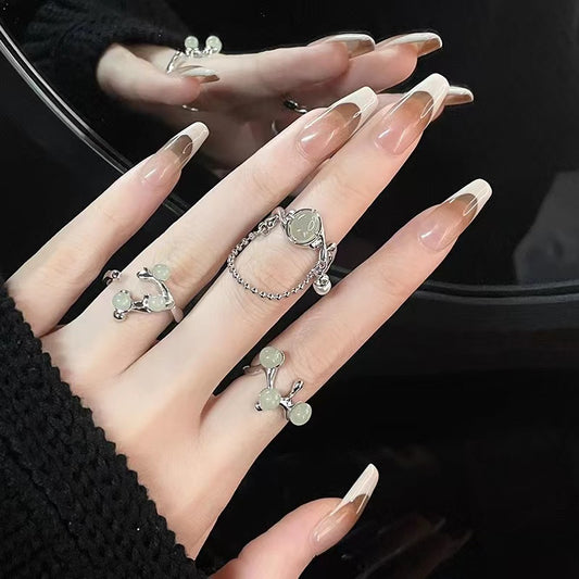 Niche design chain simple gemstone premium feeling light luxury ins style open ring