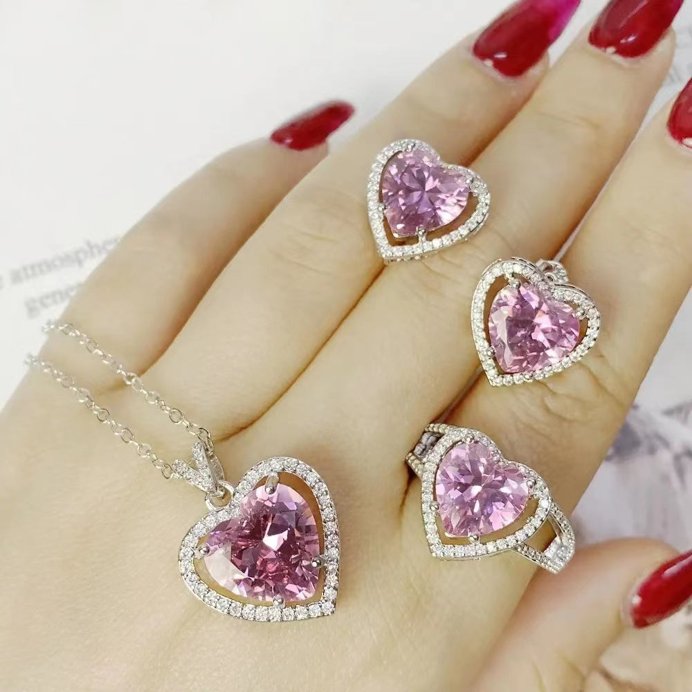 Original design personalized trendy pink zirconia necklace