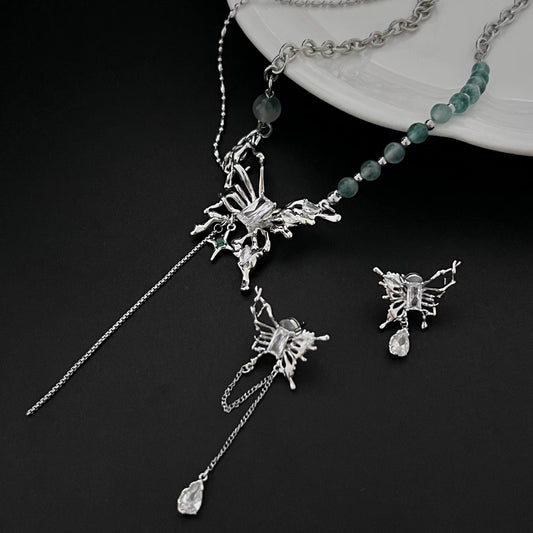 Butterfly necklace female summer niche design collarbone chain