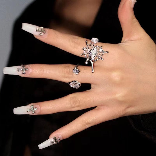 Unique spider web zirconia ring