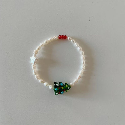 Christmas series pearl Christmas tree gingerbread man pearl beads mix and match bracelet new female