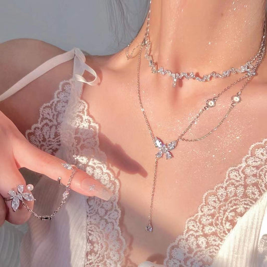 Butterfly tassel female temperament celebrity necklace