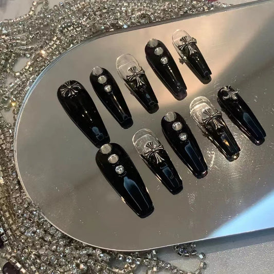 Netflix explosive diamond light purple full of diamonds bursting glitter sequins long handmade fixed nail