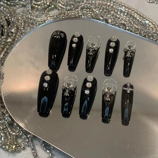 Netflix explosive diamond light purple full of diamonds bursting glitter sequins long handmade fixed nail