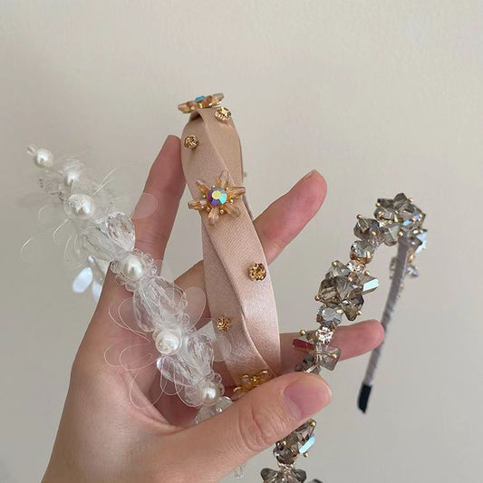 Vintage headband hairpin French transparent delicate Rhinestone temperament hundred headband