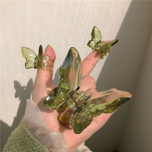Wizard of Oz ~ butterfly clip. Small fresh transparent forest hairpin