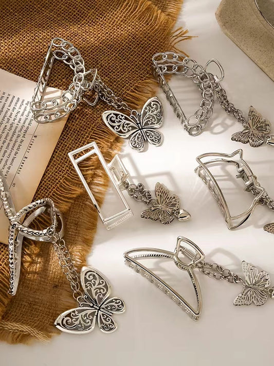 Super fairy romantic Butterfly Love Pendant clip sweet maiden temperament hair clip tassel hairpin plate hair ornament shark clip